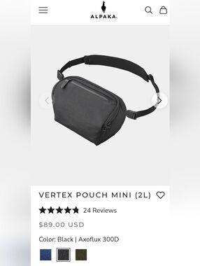 ALPAKA Vertex Pouch Mini All-in-One Sling Bag, Tech, Desk Caddy Black NWT